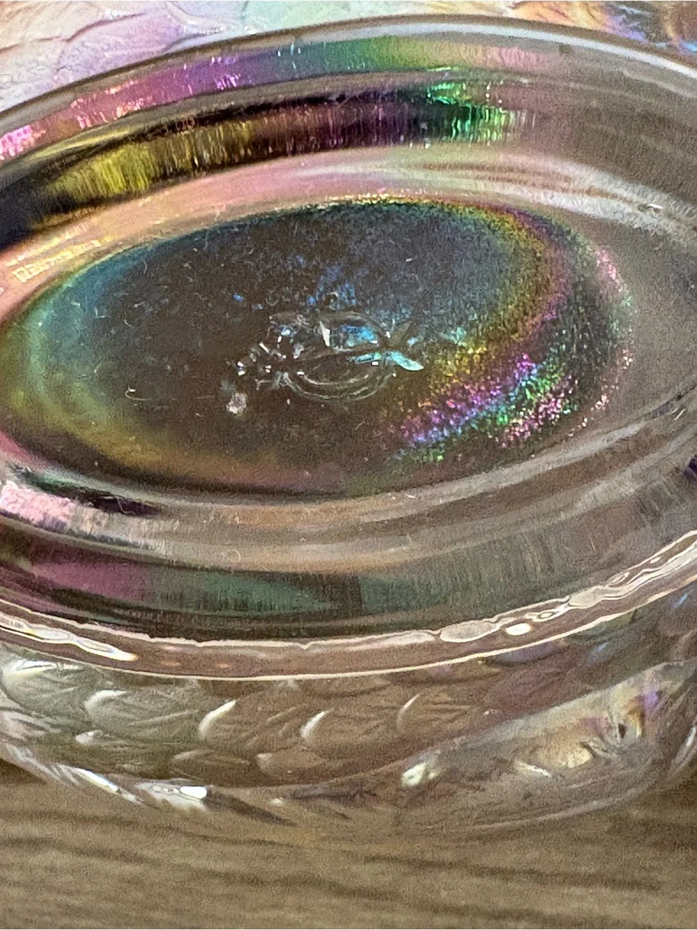 Imperial Iridescent Carnival Glass Swan Trinket or Candy Dish.